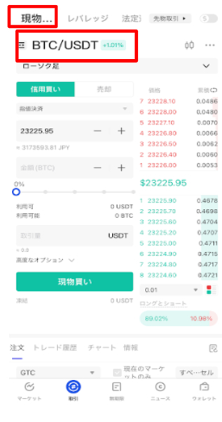 ETHをUSDTに換金