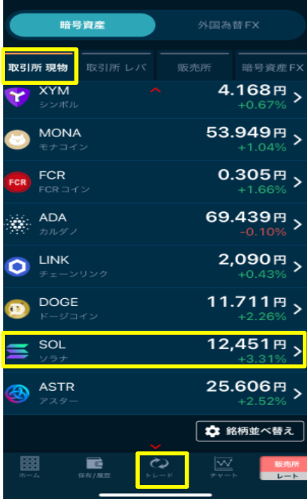 仮想通貨SOL購入手順